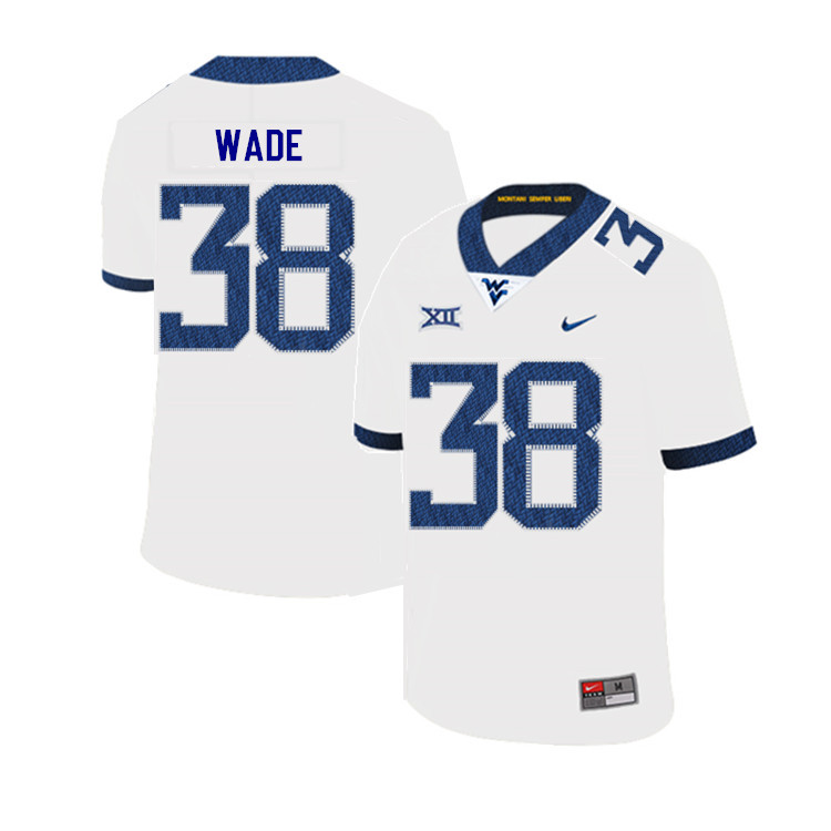 NCAA Men's Devan Wade West Virginia Mountaineers White #38 Nike Stitched Football College 2019 Authentic Jersey SD23D34NQ